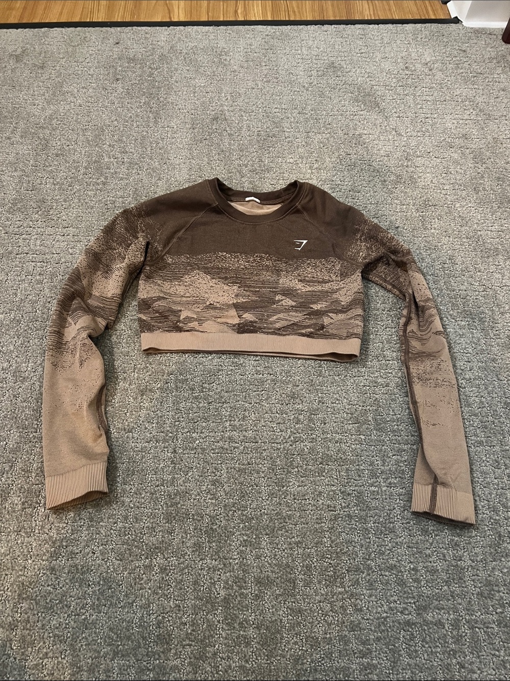 Gymshark Brown Seamless Cropped Long-Sleeve Workout Top